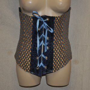 von lancelot	gold blue waist cincher bodice boned corset (297)